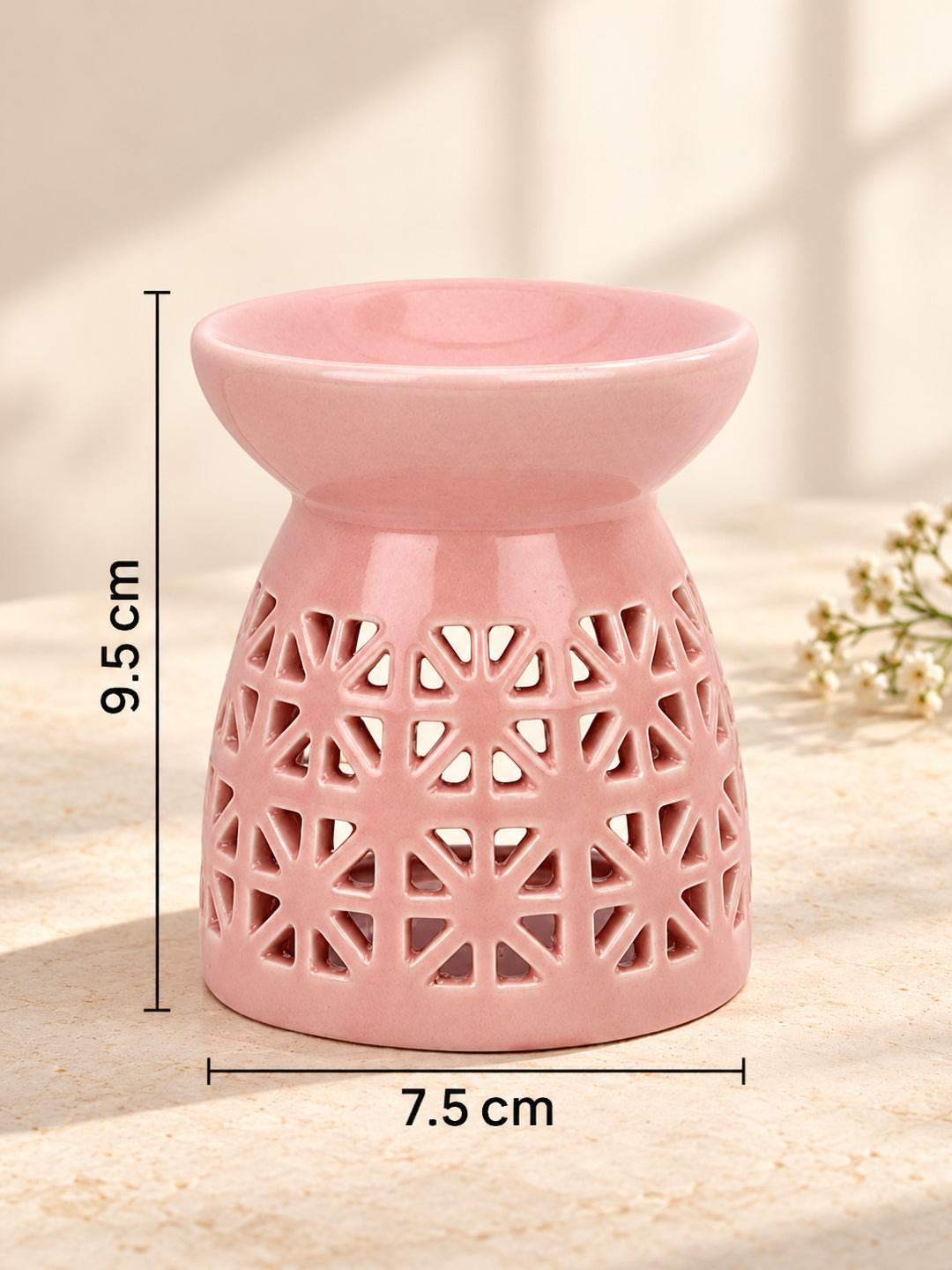 Contemporary Geometric Cutout Porcelain Aroma Diffuser in Dusty Rose