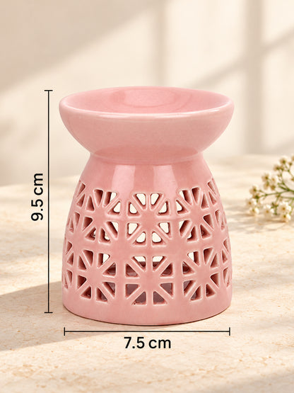 Contemporary Geometric Cutout Porcelain Aroma Diffuser in Dusty Rose