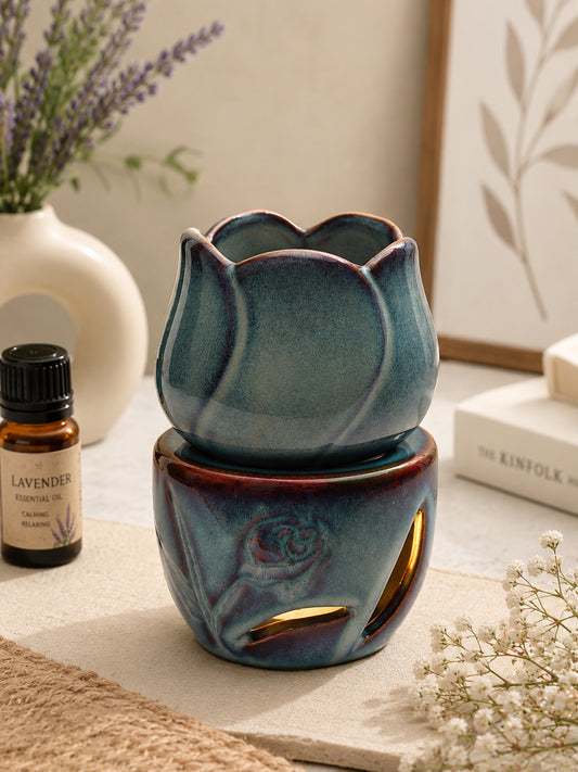 Artisanal Glazed Floral Ceramic Essential Oil Diffuser Luxury Ornament