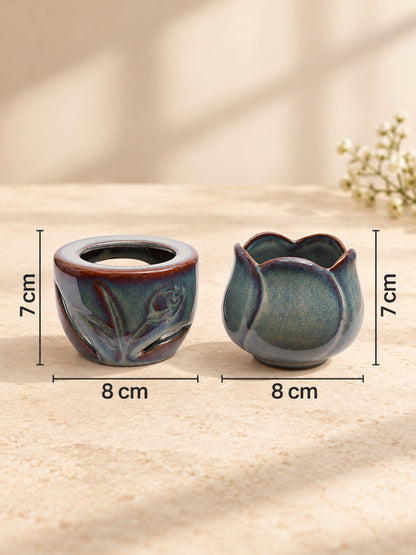 Artisanal Glazed Floral Ceramic Essential Oil Diffuser Luxury Ornament