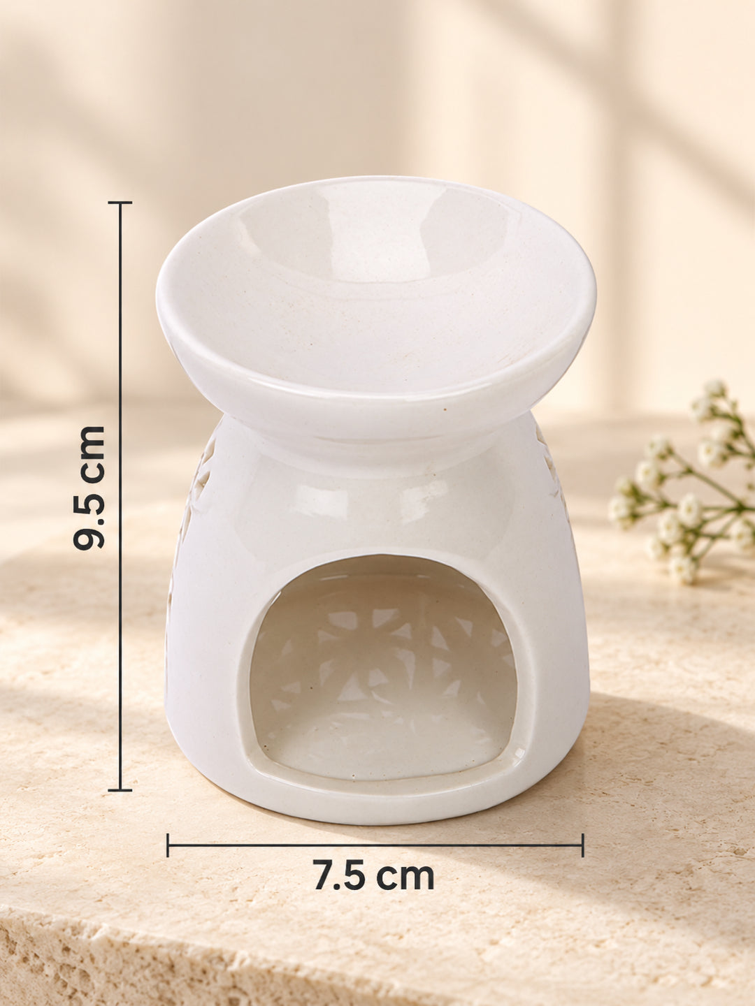 Sophisticated Modern Ceramic Aroma Oil Burner with Lattice Patterns