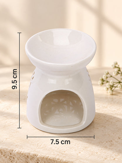 Sophisticated Modern Ceramic Aroma Oil Burner with Lattice Patterns