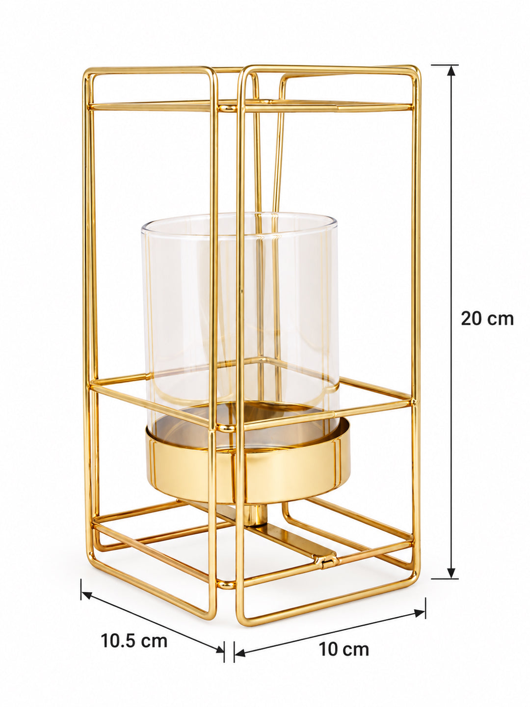 Gold Metal Geometric Glass Candle Holder