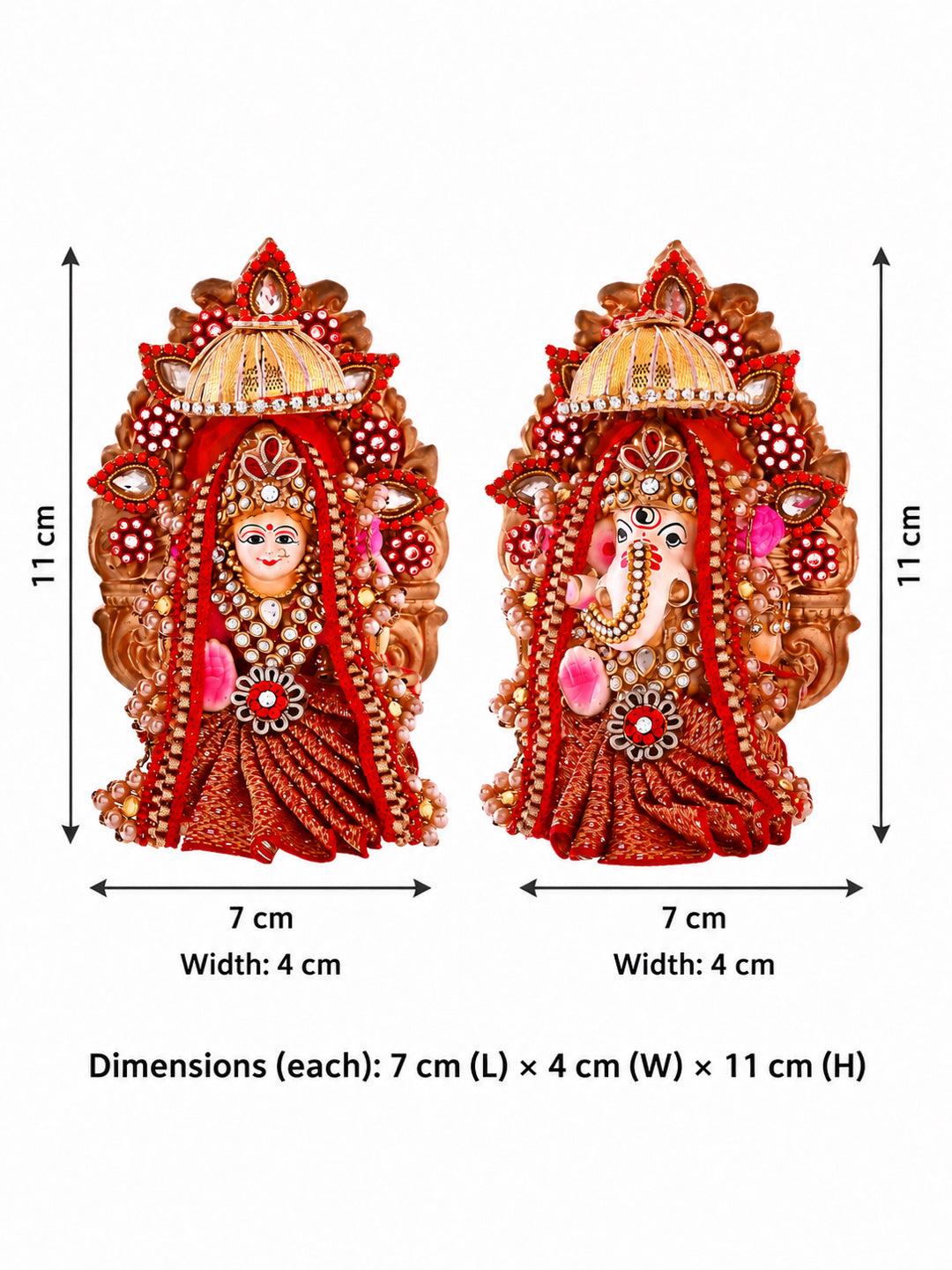 Golden Red Royal Lakshmi Ganesh Idol Set