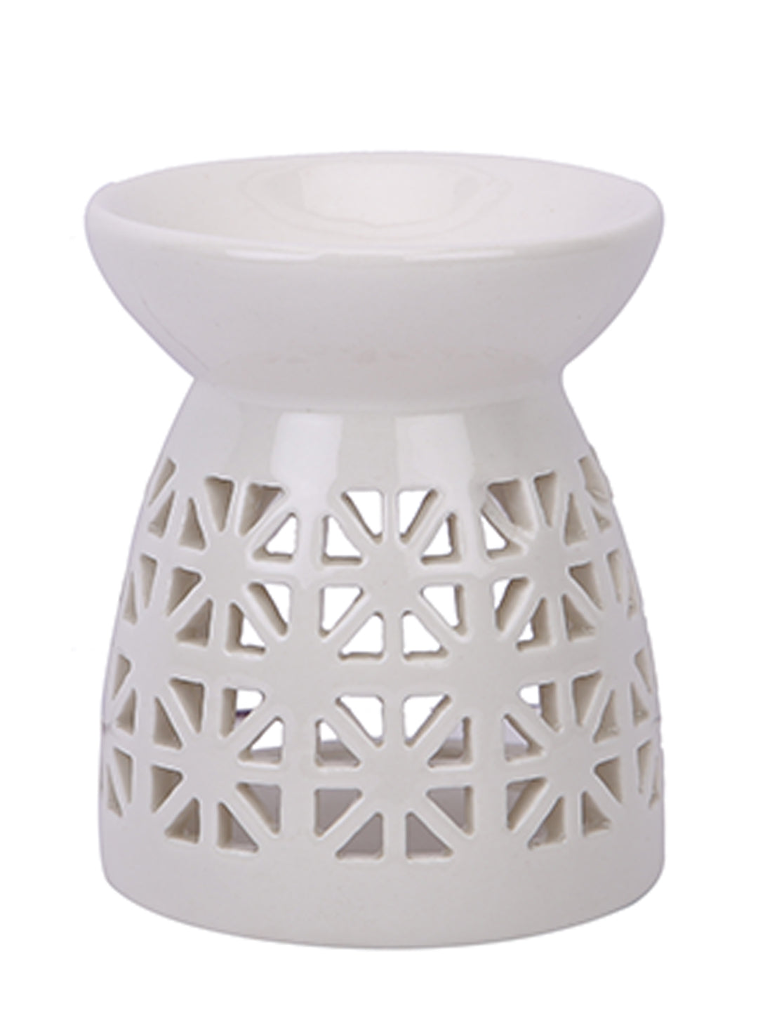 Sophisticated Modern Ceramic Aroma Oil Burner with Lattice Patterns
