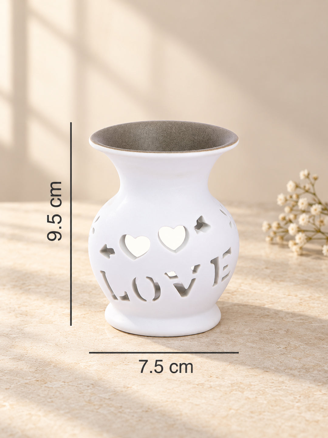 Black LOVE Cutout Ceramic Oil Burner Tealight Aromatherapy Vase