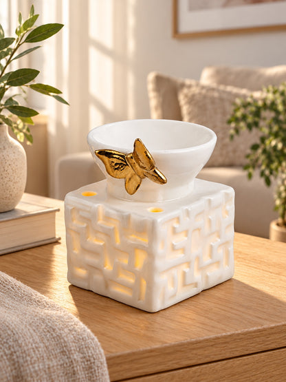 White & Yellow Textured Ceramic Aroma OilDiffusers