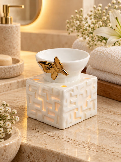 White & Yellow Textured Ceramic Aroma OilDiffusers