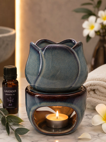 Artisanal Glazed Floral Ceramic Essential Oil Diffuser Luxury Ornament