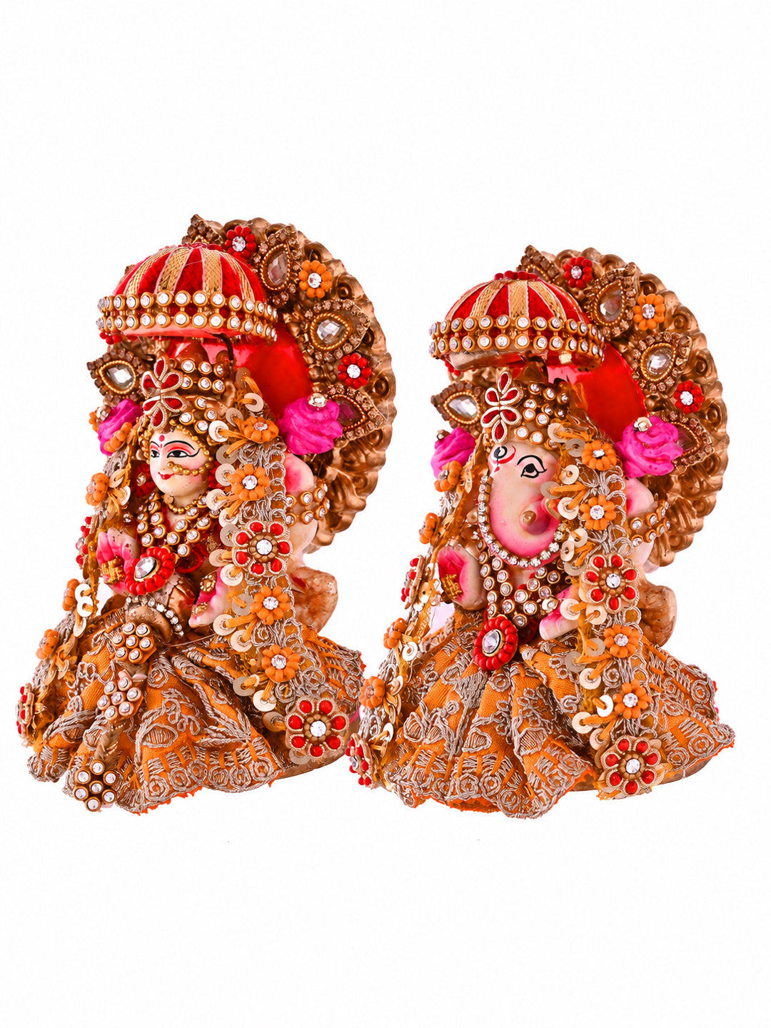 Pink & Purple Lakshmi Ganesh Idol Set