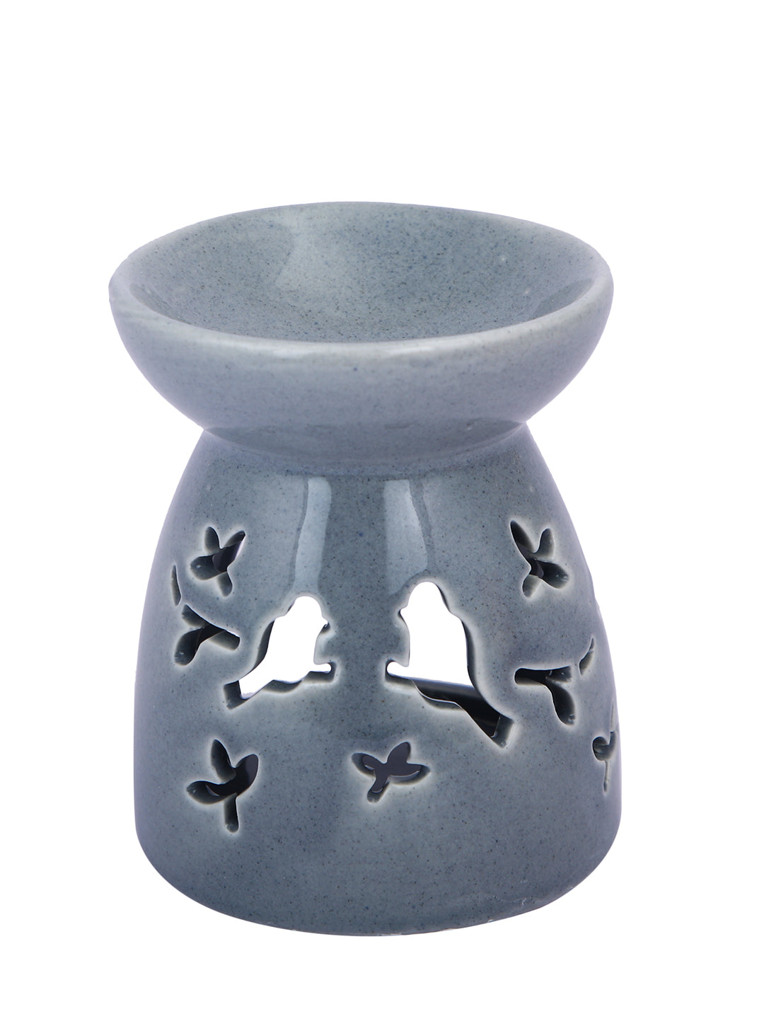 Grey Ceramic Delicate Bird & Butterfly Aroma Oil Burner