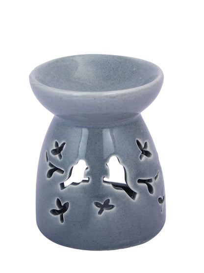 Grey Ceramic Delicate Bird & Butterfly Aroma Oil Burner