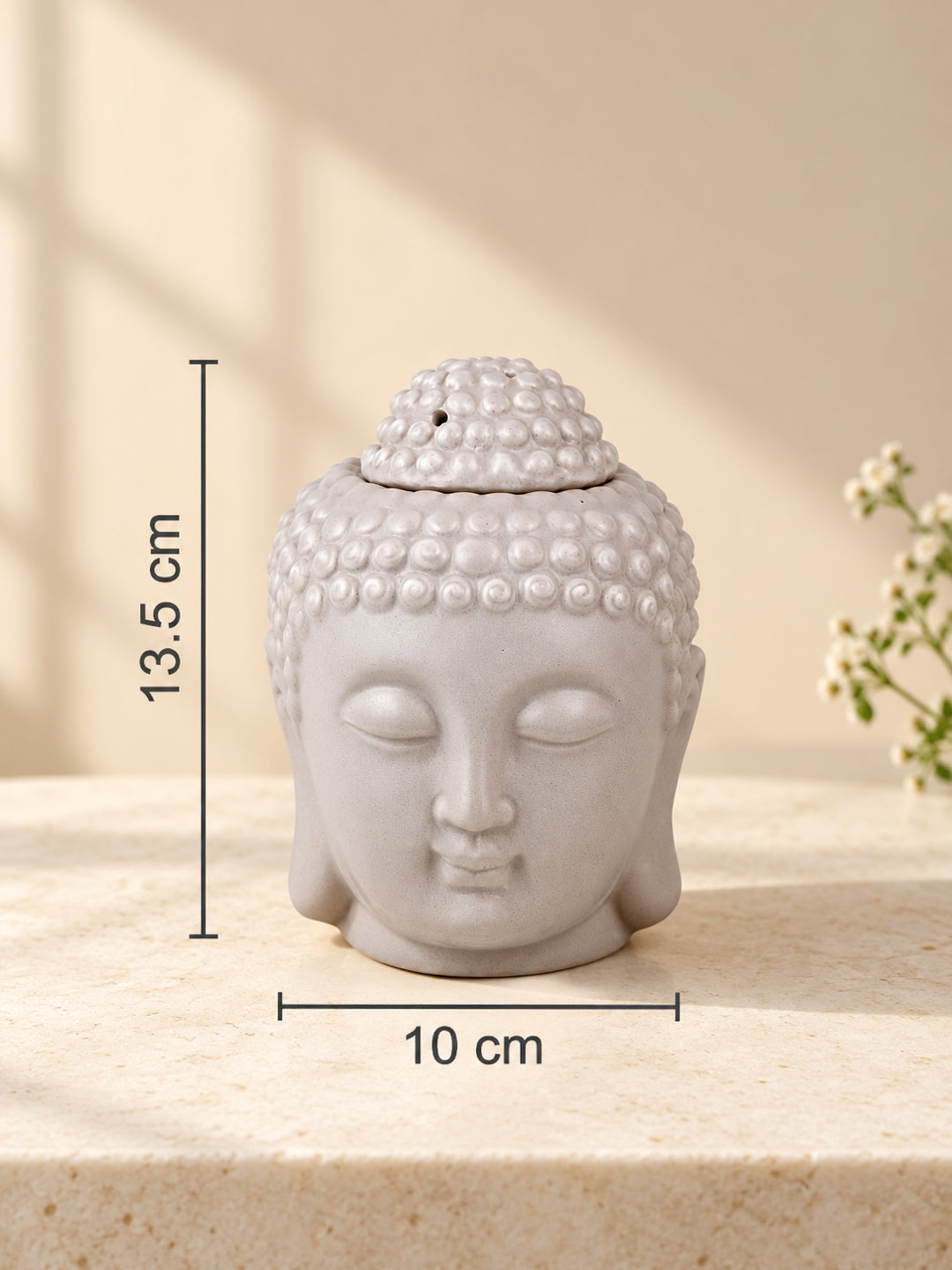 Grey Textured Zen Gradient Buddha Head Diffuser