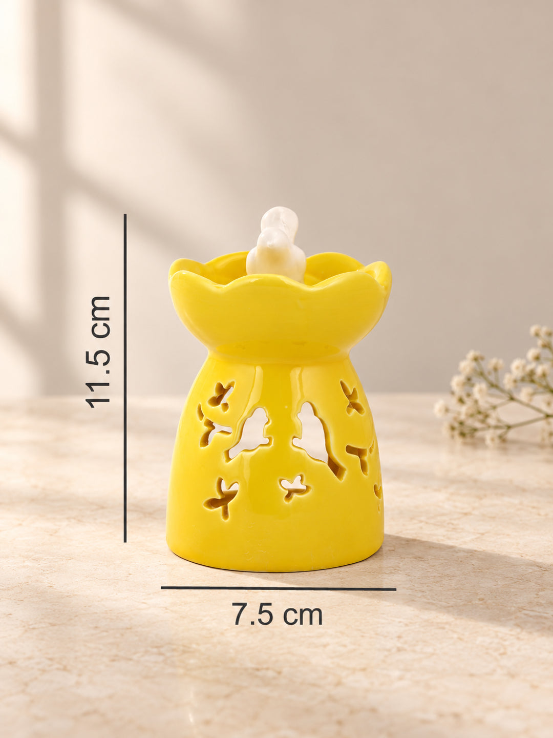 Meadow Yellow & White Textured Ceramic Aroma Oil Diffusers