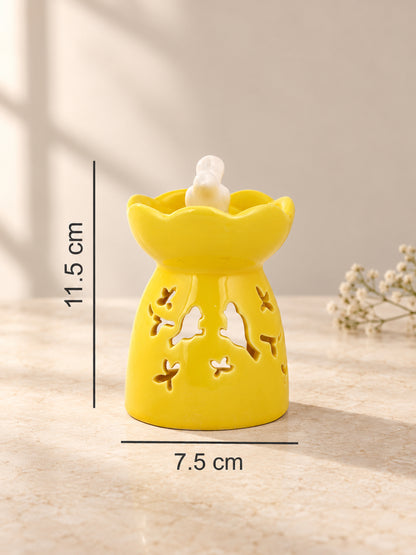 Meadow Yellow & White Textured Ceramic Aroma Oil Diffusers