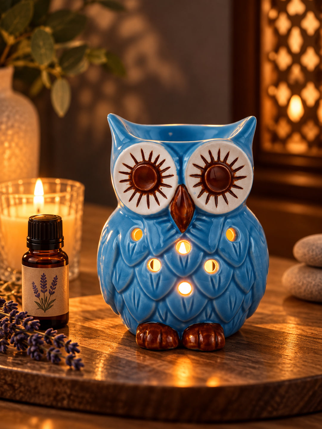Blue & White Ceramic Owl Aroma Oil Diffusers