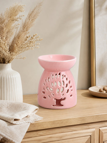 Artisanal Pink Ceramic Oil Burner For Sophisticated Home Fragrance