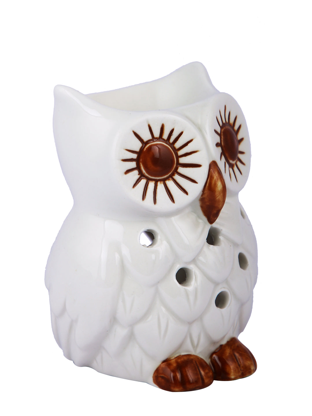 White & Brown Textured Owl Ceramic Aroma OilDiffusers