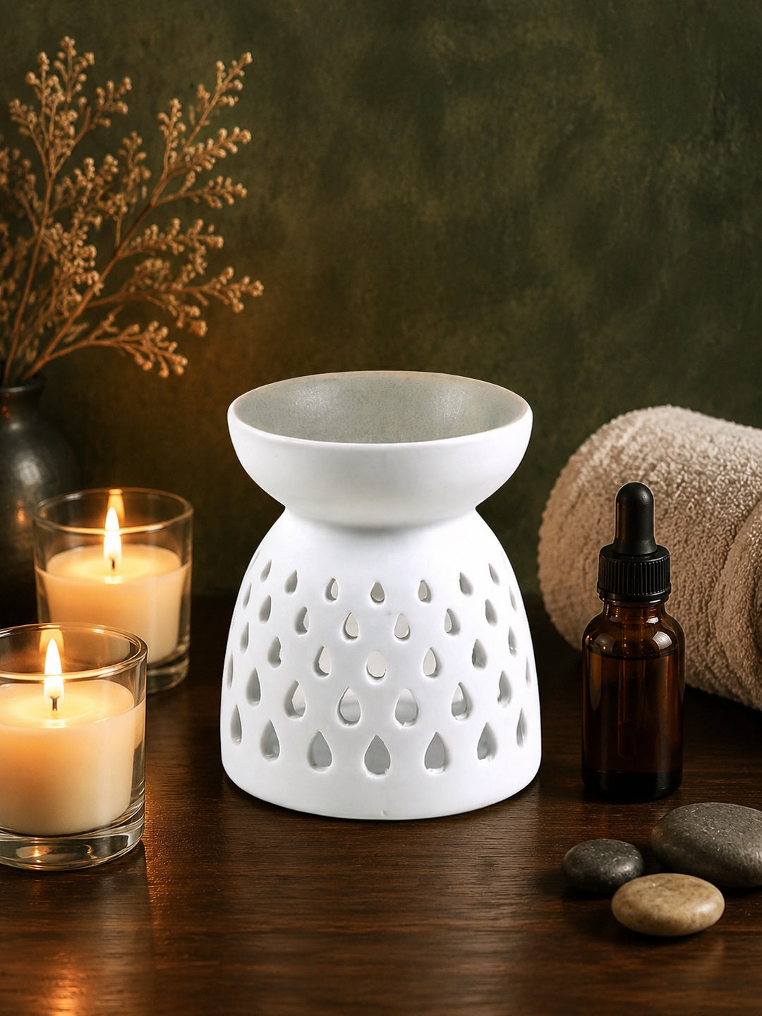 White Textured Ceramic Aroma OilDiffusers