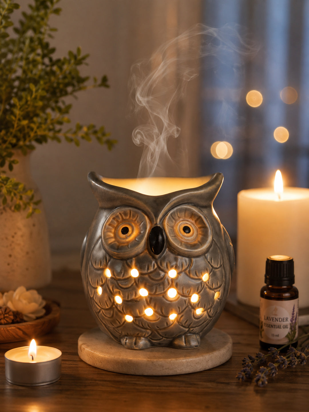 Grey & Black Ceramic Owl Aroma OilDiffusers