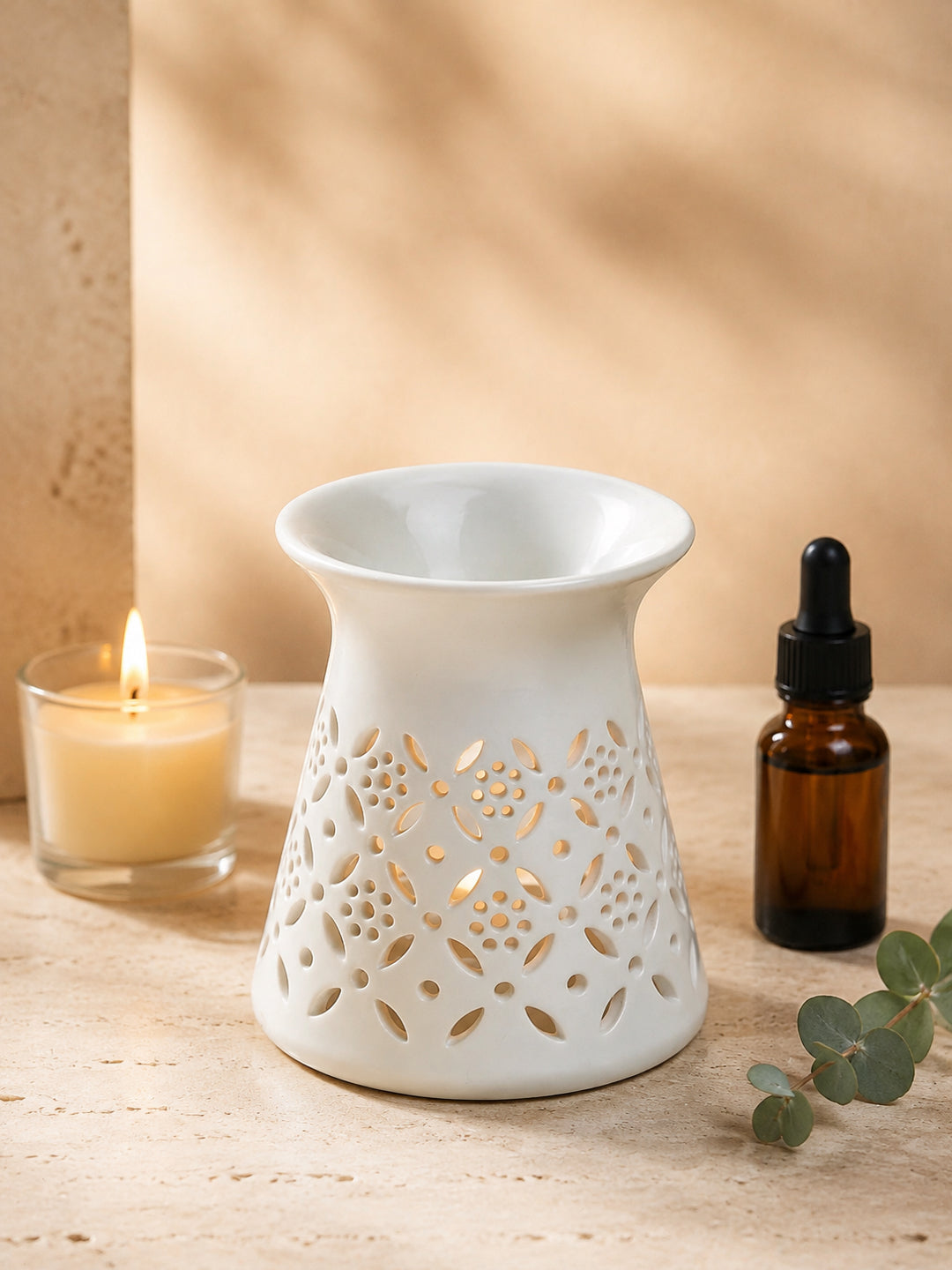 White Textured Ceramic Aroma OilDiffusers