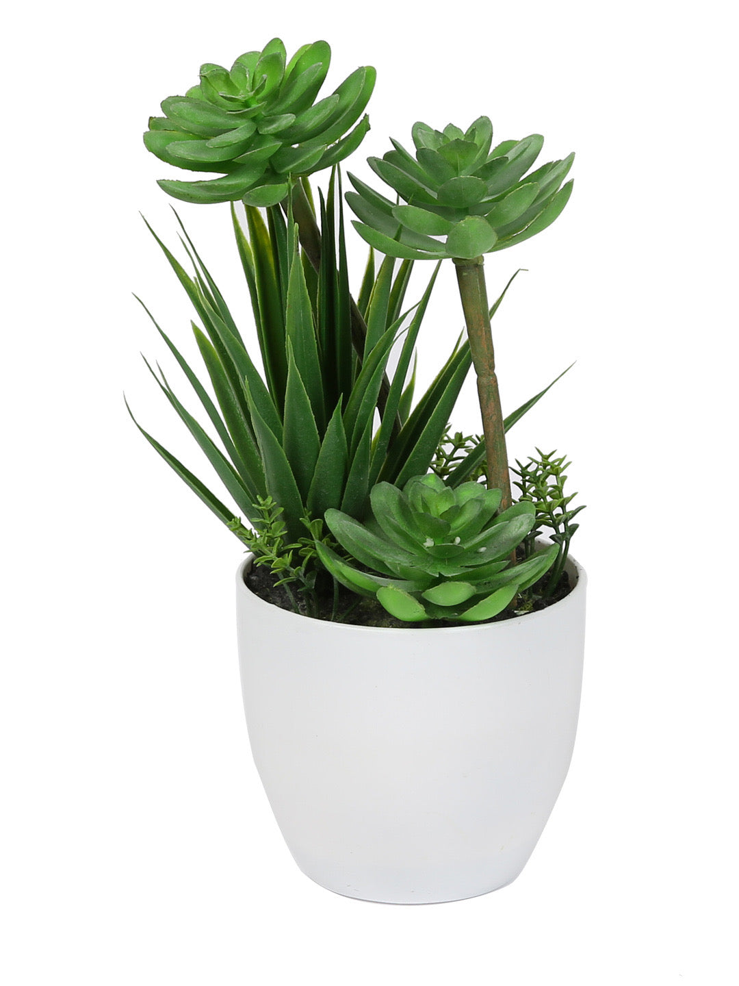 Green Plastic Artificial Plant with ABS Plastic Pot - Default Title (APL18275)