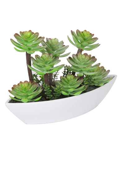 Green Plastic Artificial Plant with ABS Plastic Pot - Default Title (APL18285)