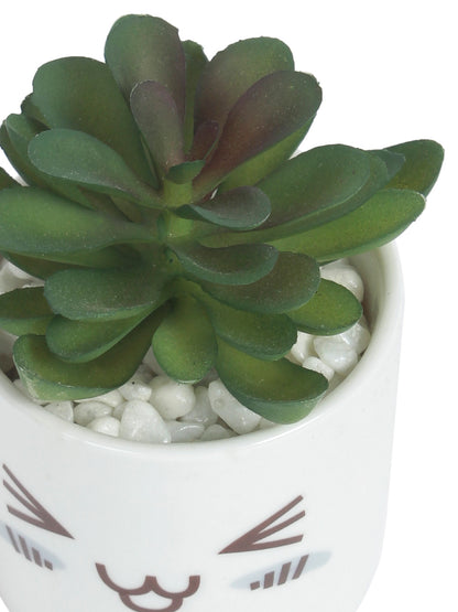 Green Artificial Succulent Plant With White Pot - Default Title (APL20172B)