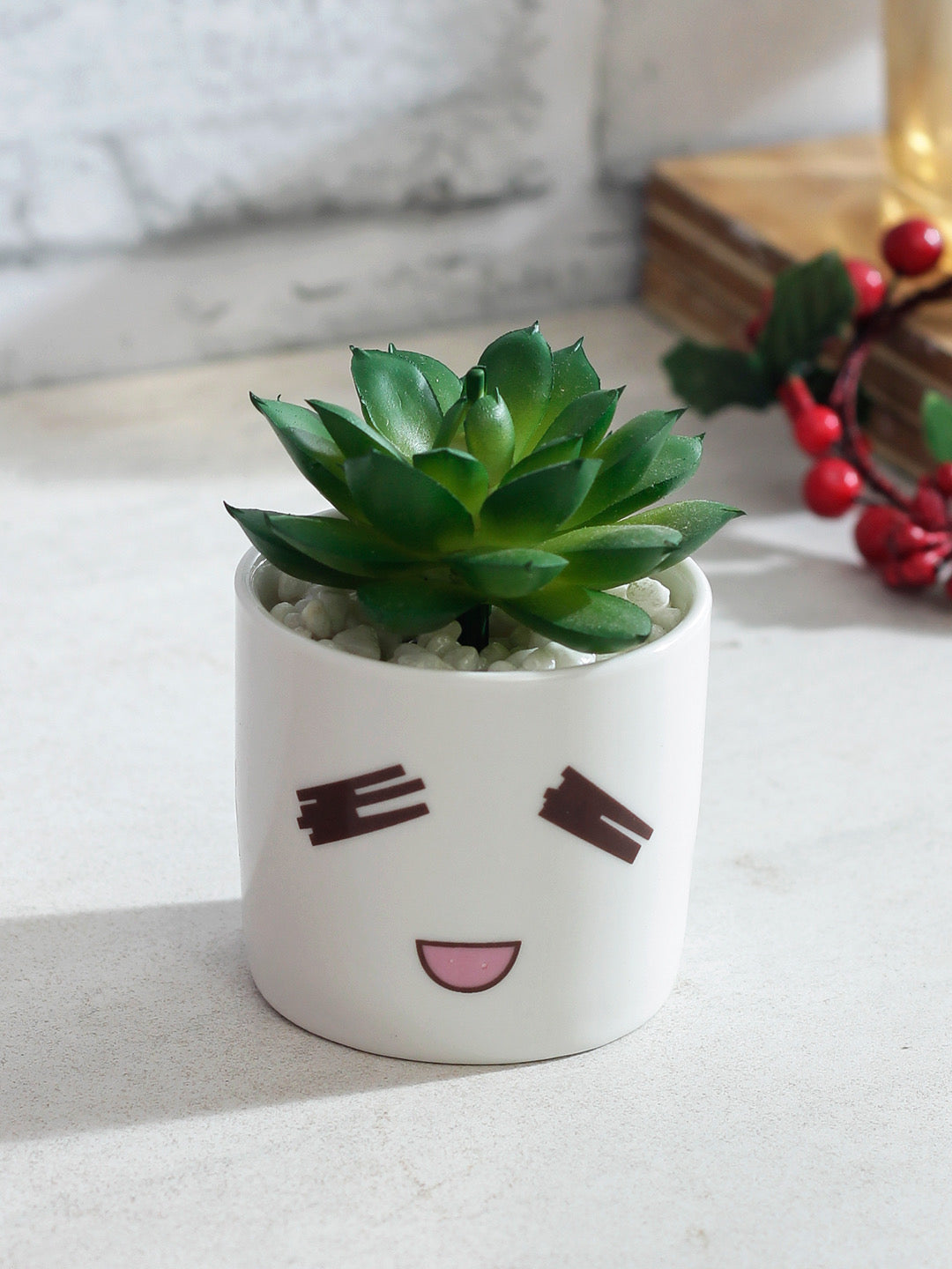Green Bonsai Plant With White Pot - Default Title (APL20172E)