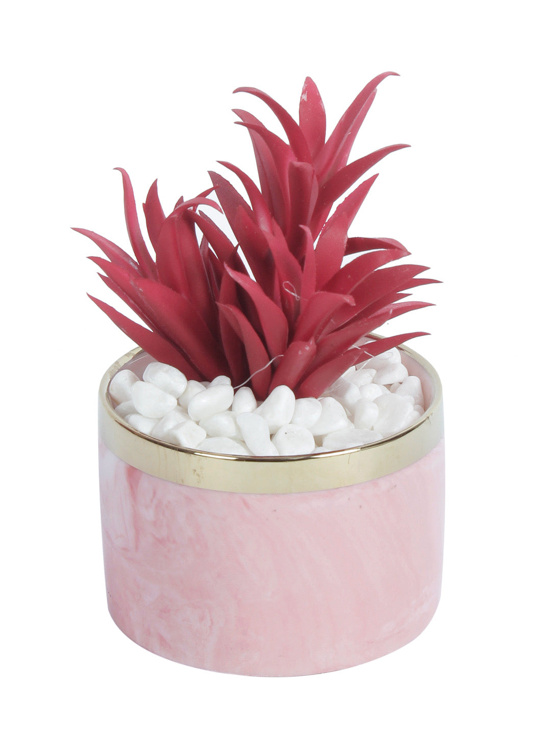 Red Polyester Artificial Succulent Bonsai with Plastic Pot - Default Title (APL20173A)