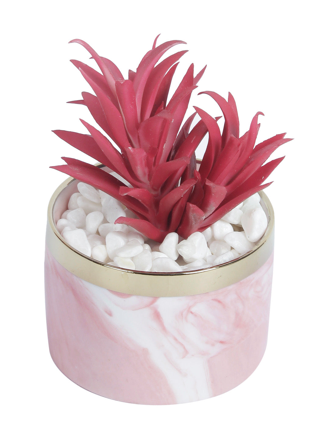 Red Polyester Artificial Succulent Bonsai with Plastic Pot - Default Title (APL20173A)