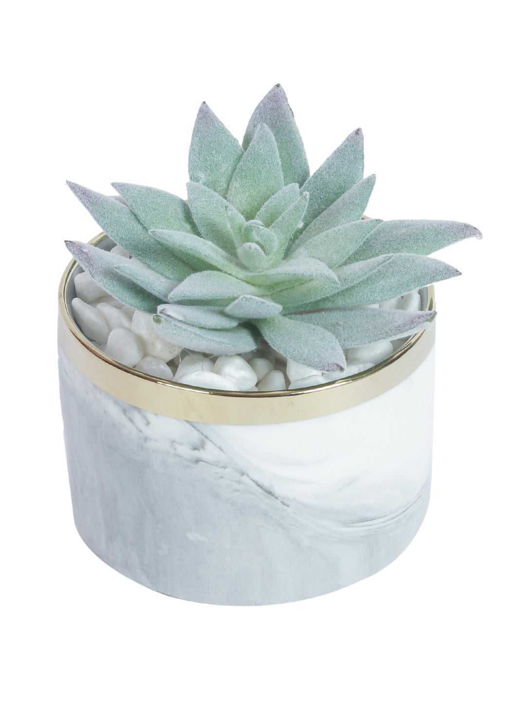 Green and White Artificial Succulent with Plastic Pot - Default Title (APL20173C)