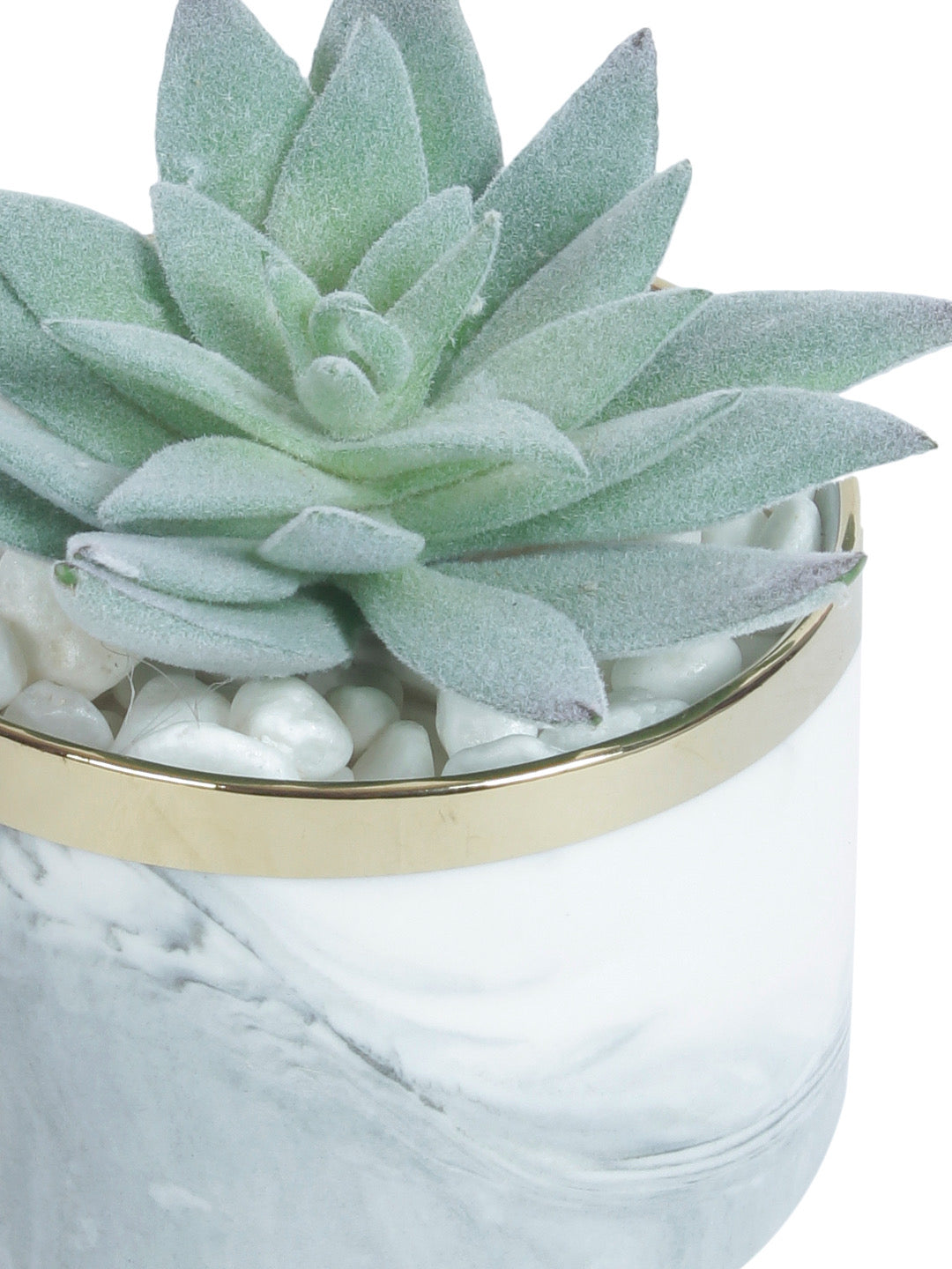 Green and White Artificial Succulent with Plastic Pot - Default Title (APL20173C)