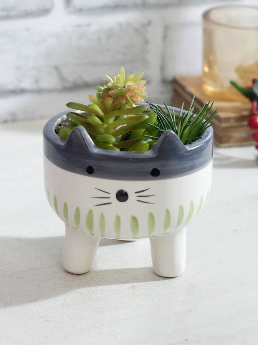 Green Artifical Plant with White Ceramic Pot - Default Title (APL20357GR)