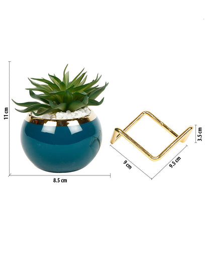 Bright Coloured Artifical plant and Pot with metallic stand - Default Title (APL21354)