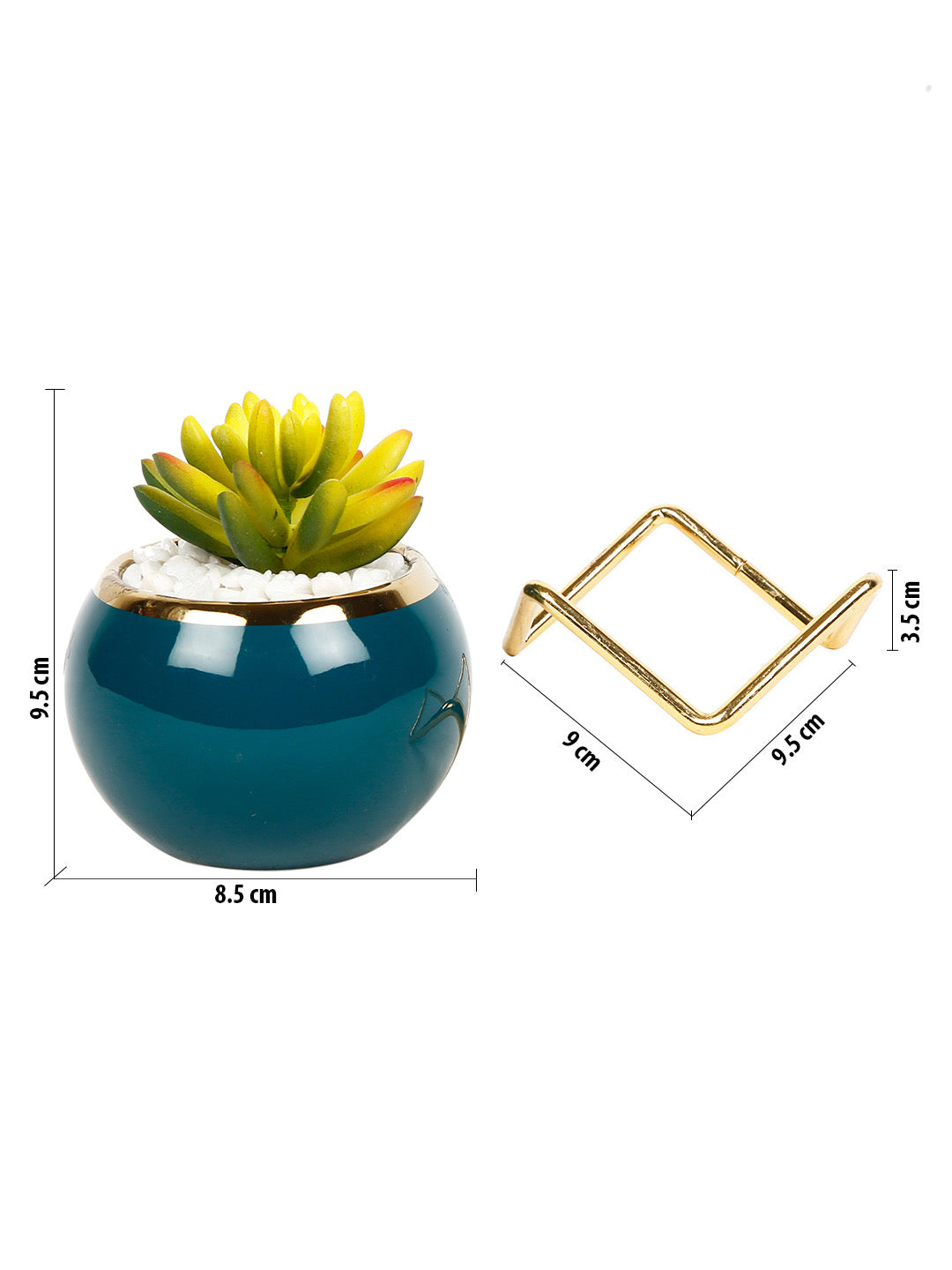 Glossy Ceramic Pot with Artificial Succulant Plant for Home Decoration - Default Title (APL21357)