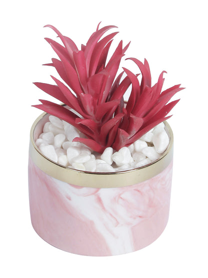 Red Polyester Artificial Succulent Bonsai with Plastic Pot - Default Title (APL2299)