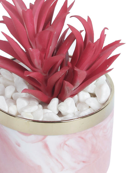 Red Polyester Artificial Succulent Bonsai with Plastic Pot - Default Title (APL2299)