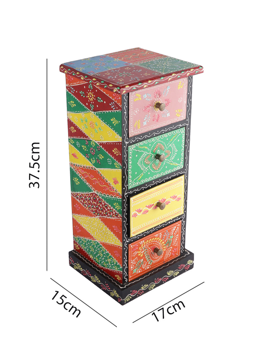 Handpainted Colorful Chest of Drawer - Default Title (BOXJM22161)