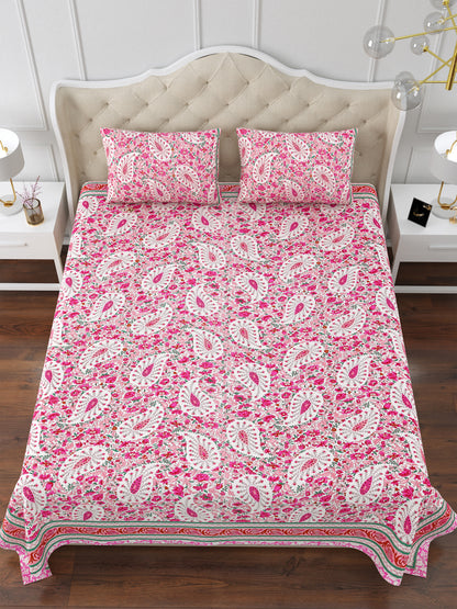 Bougainville Treasures Cotton Double Bedsheet with 2 Pillow Covers