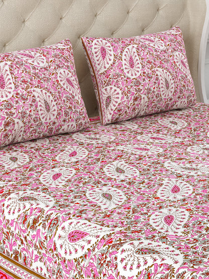 Bougainville Treasures Cotton Double Bedsheet with 2 Pillow Covers