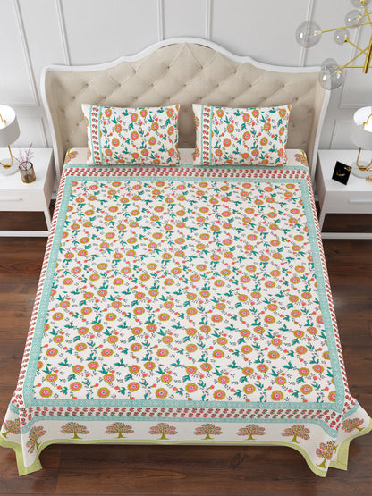 Colorful Horizon Cotton Double Bedsheet with 2 Pillow Covers