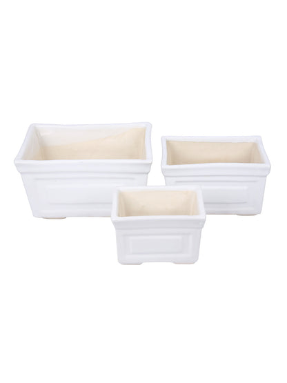Sets of 3 Square Shaped Pots with white Print - Default Title (CERF2183B_3)