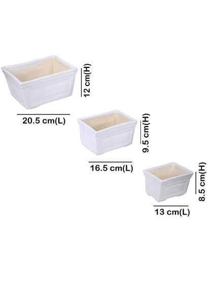 Sets of 3 Square Shaped Pots with white Print - Default Title (CERF2183B_3)