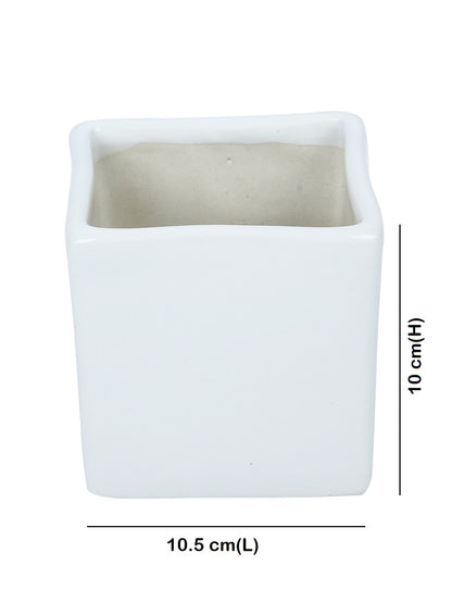 White Square Shaped Planter Pot - Default Title (CERF2186)