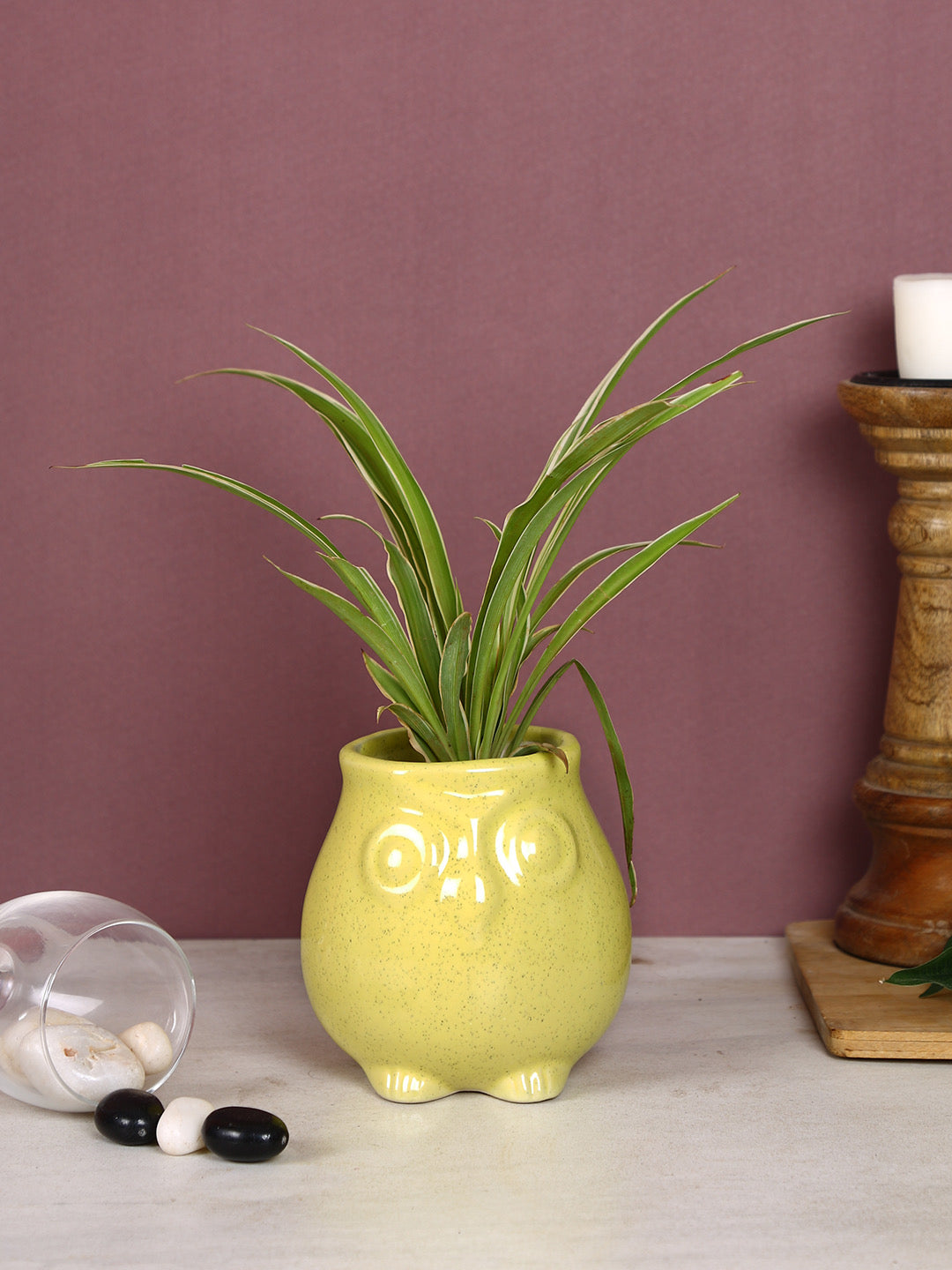 Yellow Owl Shape Head Mini Planter Pot - Default Title (CERF2191A)