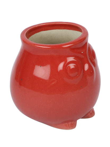 Red Owl Shape Head Mini Planter Pot - Default Title (CERF2191B)