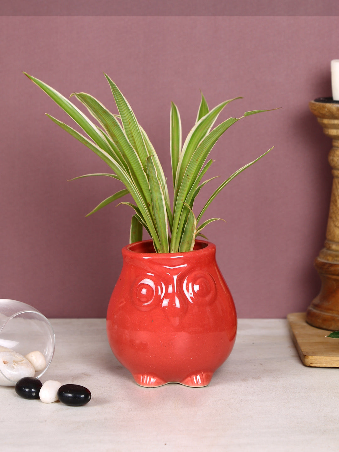 Red Owl Shape Head Mini Planter Pot - Default Title (CERF2191B)