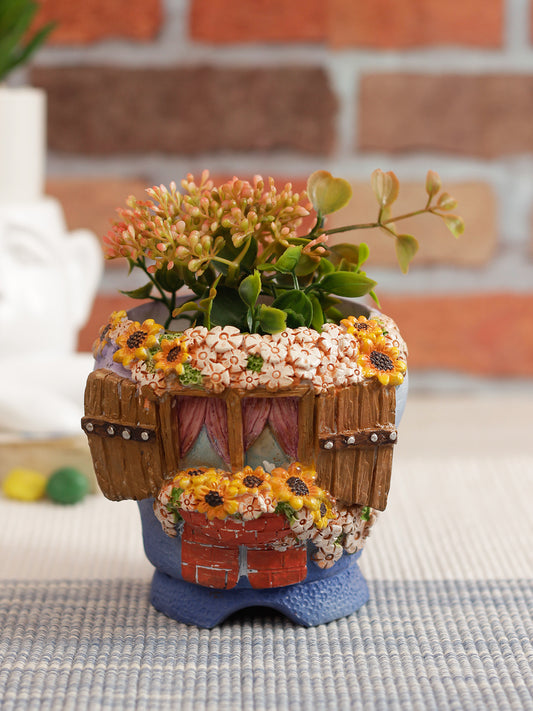 Ceramic Planter with Floral Design - Default Title (CH1745B)