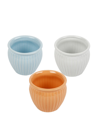 Striped Set Of Three Ceramic Pots - Default Title (CH18309_3)